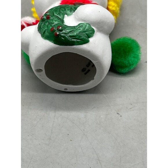 GIFTCO Snow Bells Porcelain Bear Bell Ornament Yellow n Green Knit Hat Xmas 3.5" - Picture 4 of 7